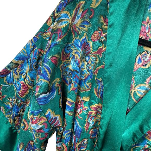 Vintage Victoria's Secret Robe Womens Small Gold Label Floral Satin Silky Kimono - Picture 5 of 6